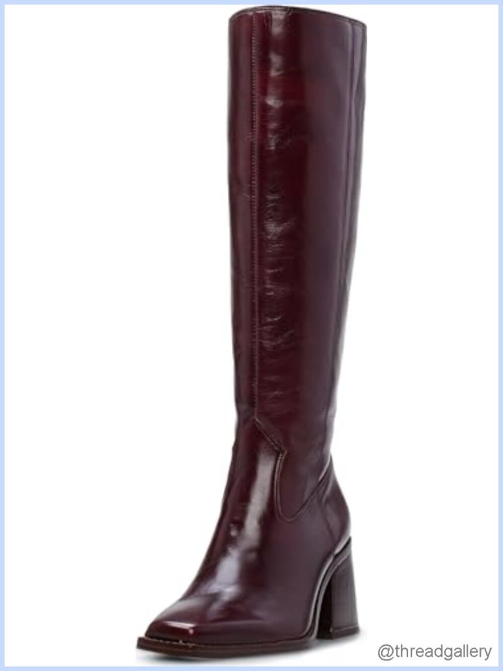Sangeti Leather Stacked Heel Knee High Boot Snip Toe Block Heel